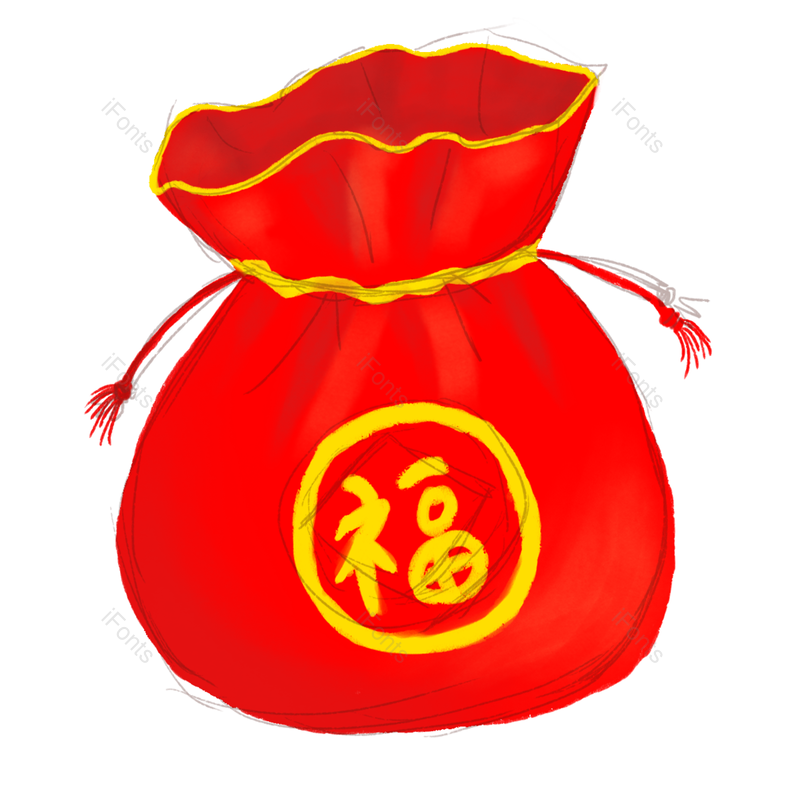 春节图片,钱袋元素,插画PNG,传统节日免抠素材